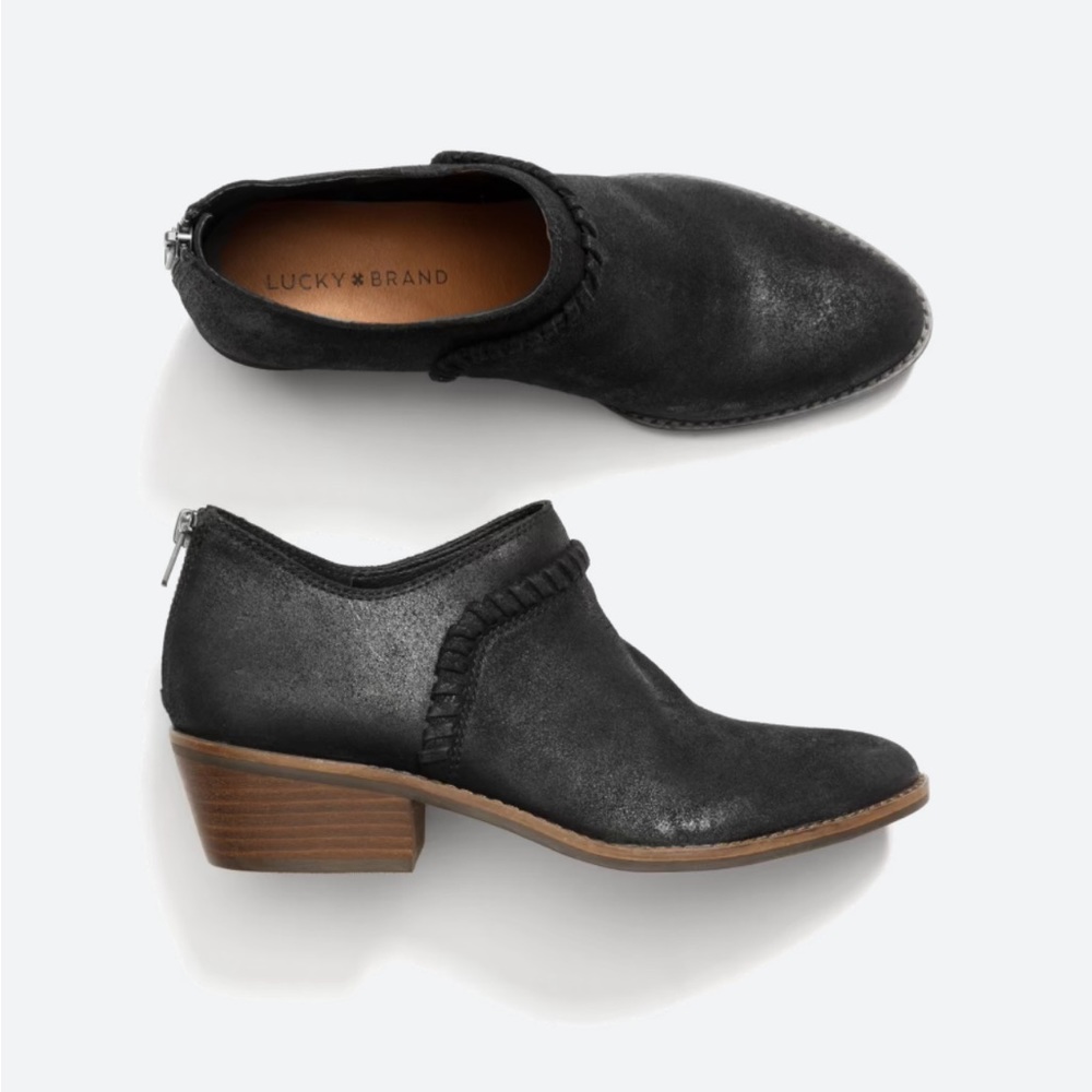 LUCKY BRAND fawn leather low rise booties size 10